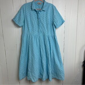 Timeless London Light Blue Eylete Midi Dress Women’s Size 16